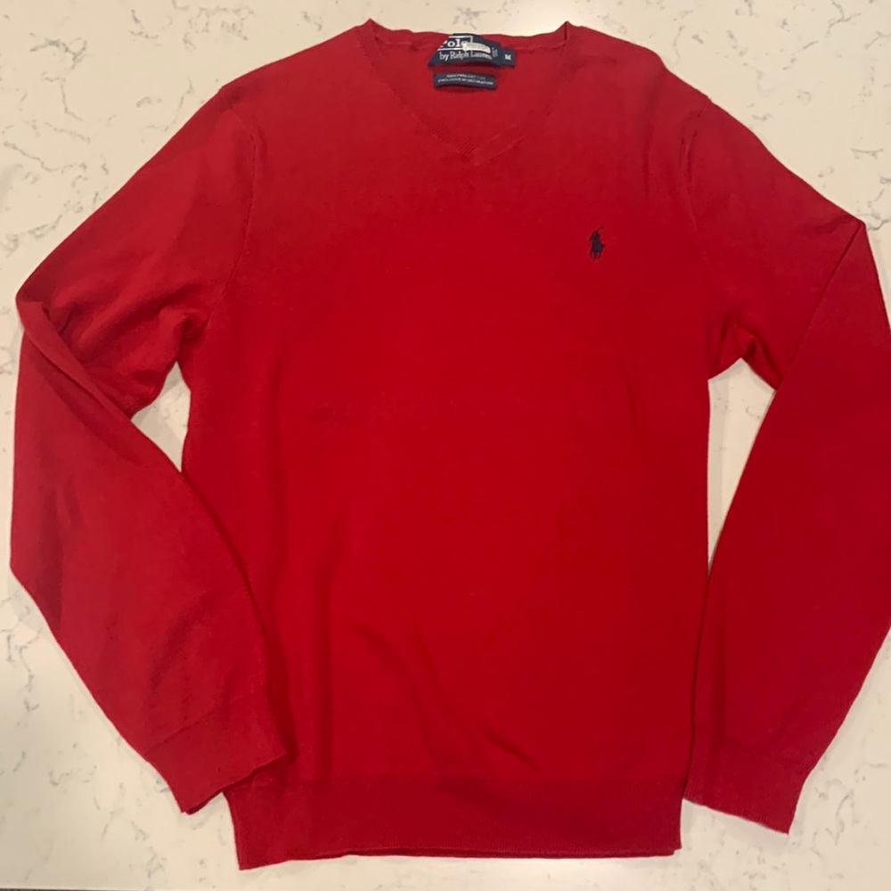 Polo by Ralph Lauren Pima Cotton Long Sleeve V Neck Sweater Medium